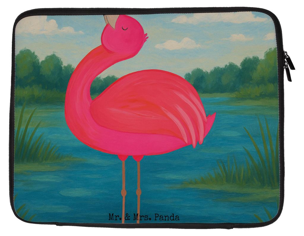Mr. & Mrs. Panda Hülle Laptop Flamingo Stolz Design 20 x 28 cm - Weiß - Geschenk, Laptoptasche, Freundin, Notebook Tasche, Mama, Sleeve, Rosa