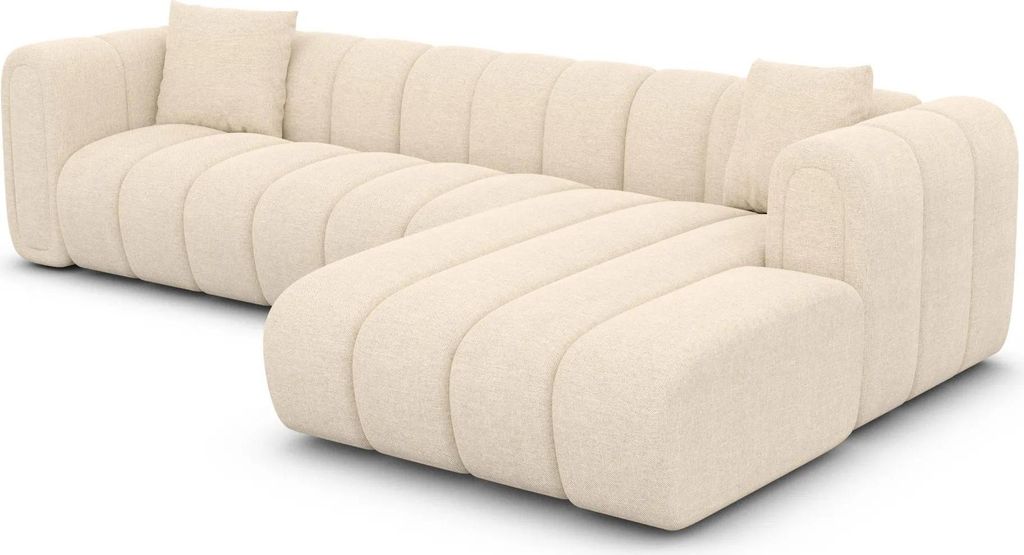 Strukturstoff L-Form Sofa Amoria Creme Rechts