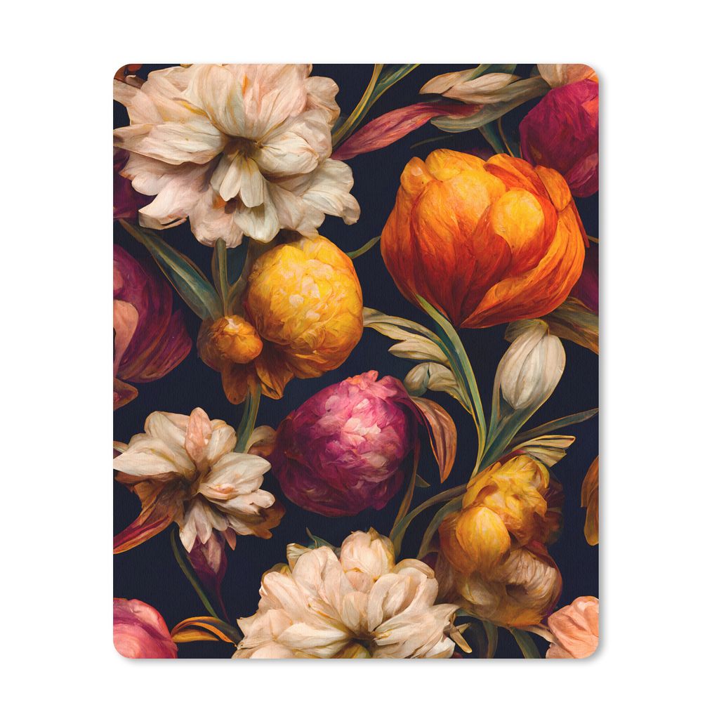 MuchoWow Mauspad Mousepad Blumen - Pflanzen - Weiß 19x23 cm - Mousepads - Maus Mat - Pad - Mausunterlage - Mauspads - Spielen