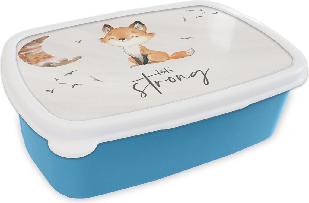 KitchenYeah Lunchbox Brotzeit Brotdose 17x11 cm Zitate - Aquarell - Stark sein - Kinder - Fuchs - Tiere Kinder Brotzeitdose - Lunch - Kunststoff ...