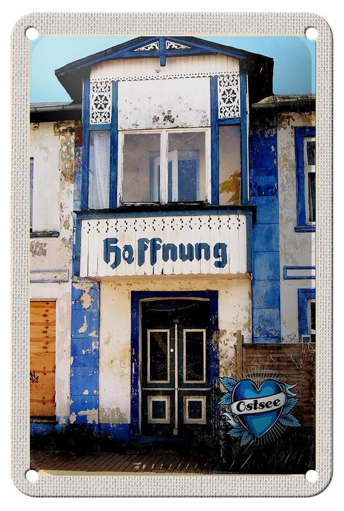 Blechschild Reise 12x18cm Ostsee Haus der Hoffnung Strand Urlaub Schild