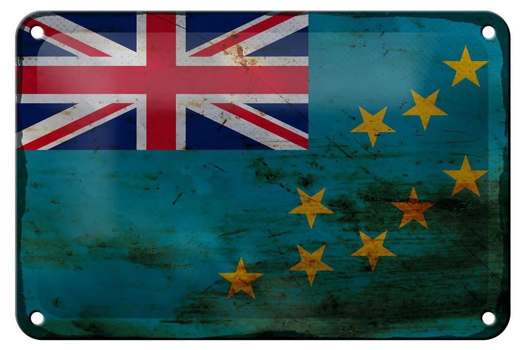 Blechschild Flagge Tuvalu 18x12cm Flag of Tuvalu Rost Dekoration