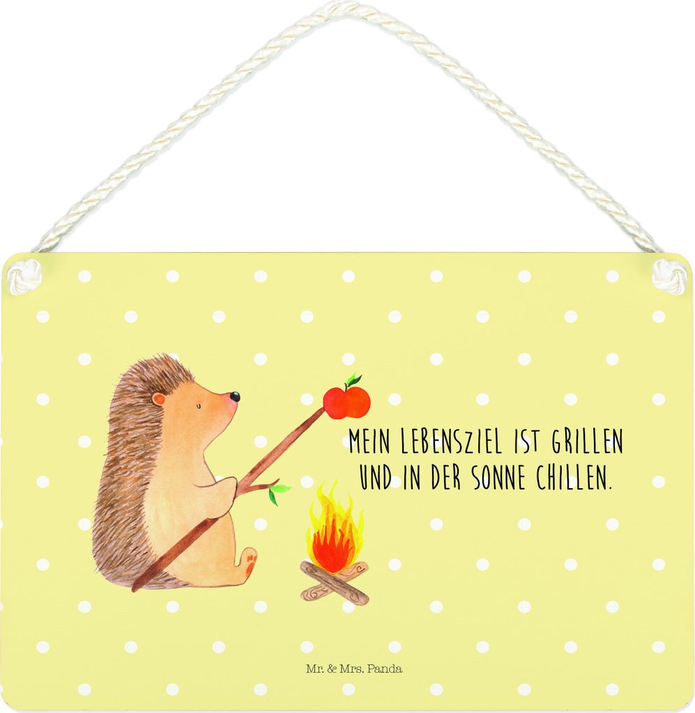Mr. & Mrs. Panda Wandbild Holz Igel Grillen DIN A4 - Gelb Produktbild 