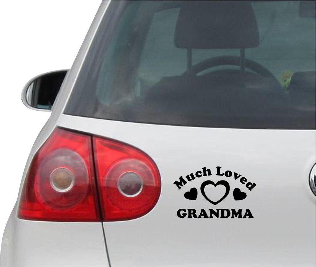 Aufkleber / Autoaufkleber - JDM - Die cut - Much Loved Grandma weiß Decal Auto Fenster Laptop weiß Sticker - schwarz - 142mm x88mm