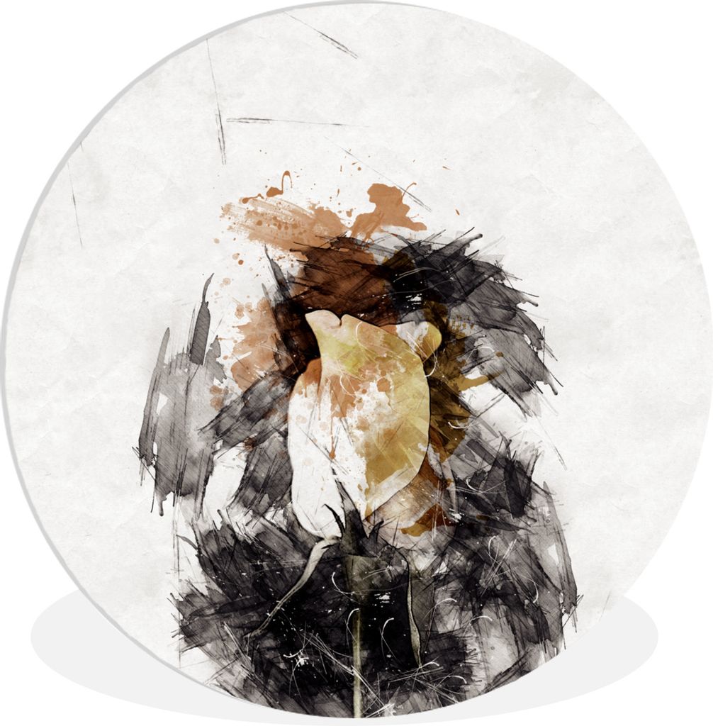 MuchoWow Rundes Wandbild - Runde Bilder Rose - Blumen - Farbe Ø 60 cm Kreis Wanddekoration Kunststoff - Wandkreis - Wandschmuck - Wand Kreis - D...