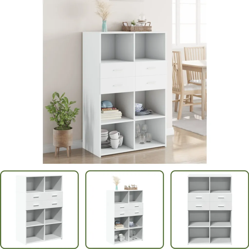 Credenza Bianca per Famiglia 80x124 cm | Mobile Dispensa Robusto