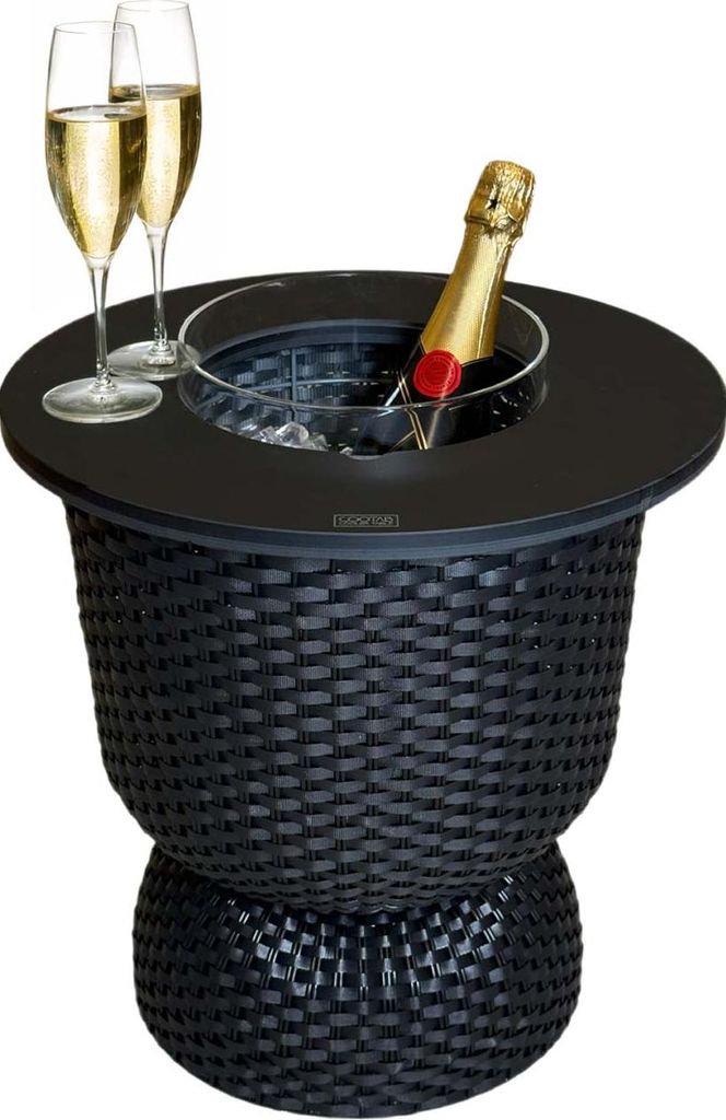 COOTAB Cooler Table PARIS 3-in-1 Loungetisch mit Acryl-Kühler - Schwarz