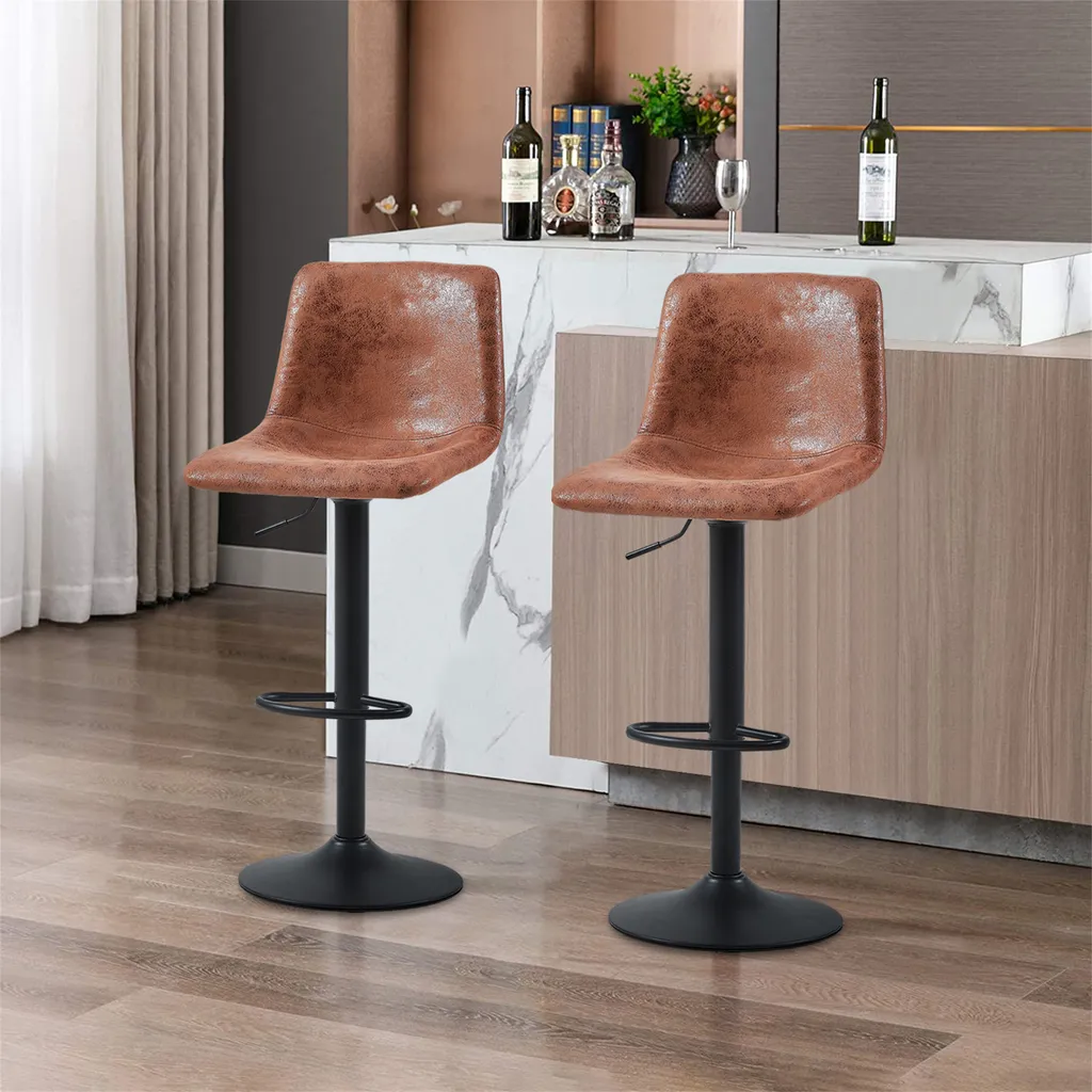 Tabourets de bar confortables lot de 2 stables et réglables marron