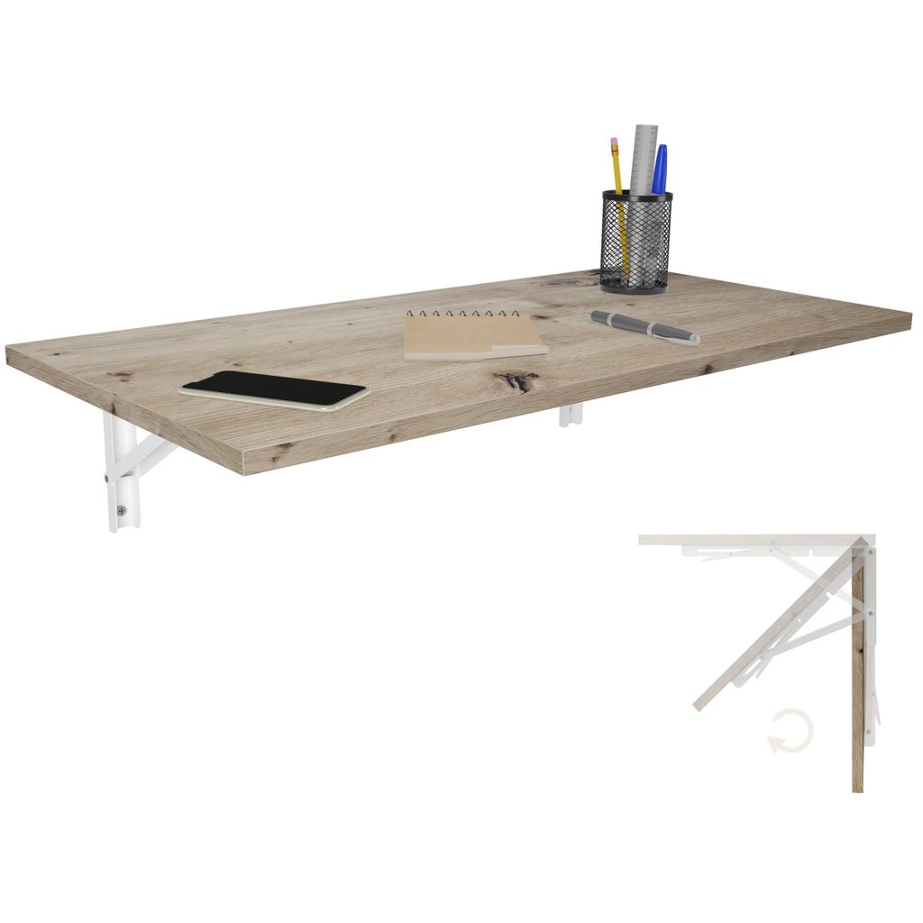Table murale pliante Plateau 80x40 cm en bois de chêne Image du produit 