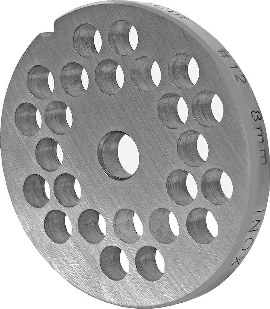 WolfCut INOX Lochscheibe Gr. 10 & 12-8,0 MM Bohrung - für Fleischwolf Reber Typ N.12EL9501 N, Alexanderwerk, Bartscher FW80,12SQO