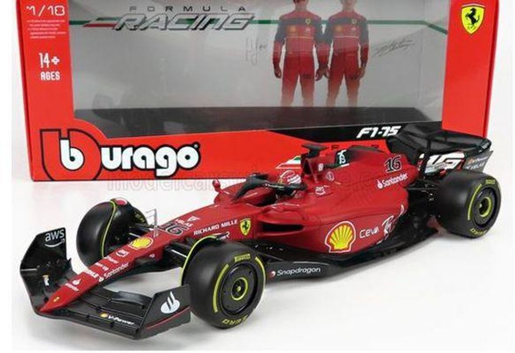 bburago 1:18 FERRARI F1-75 SCUDERIA FERRARI N 16 - SEASON 2022 CHARLES LECLERC
