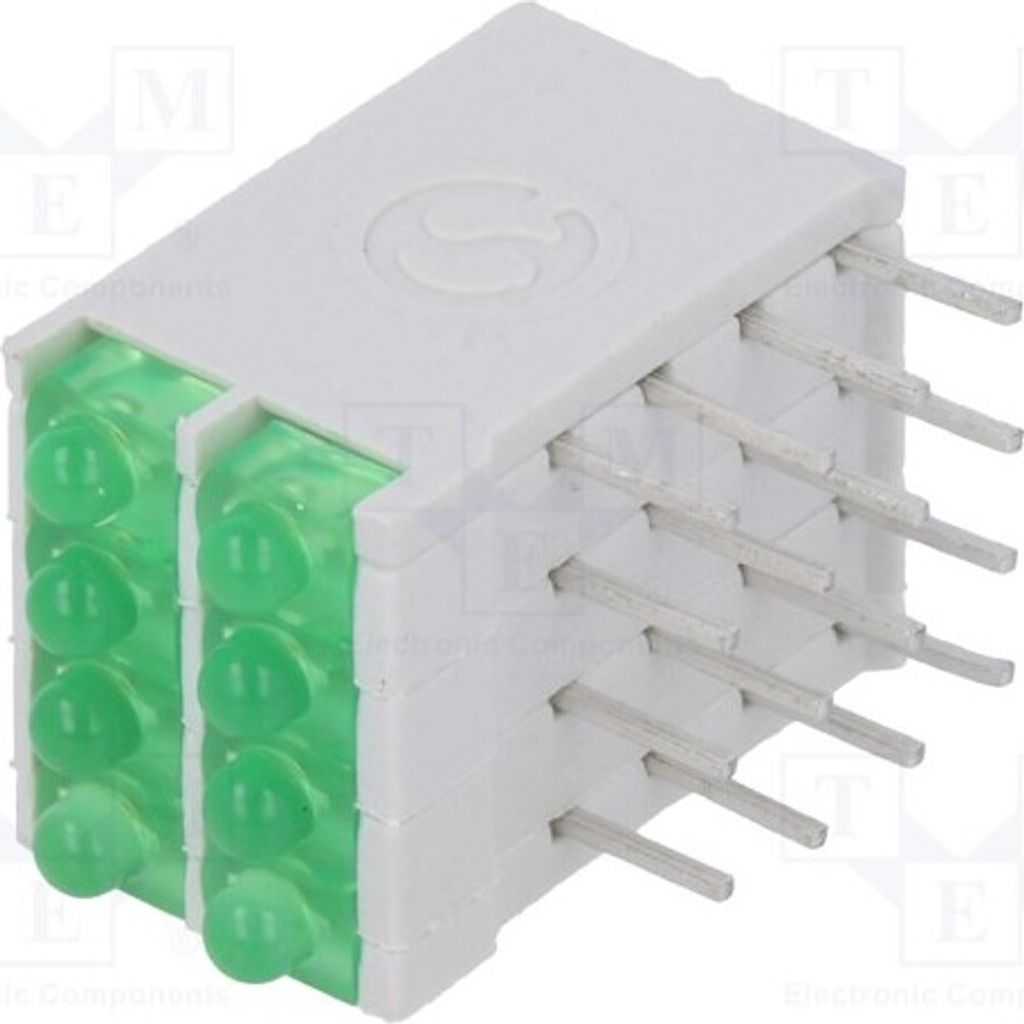 1x LED 1,8mm im Gehäuse 38° grün 10mA Anz.Dioden: 8 2,1V 13mcd DBI04322 LED--Anze