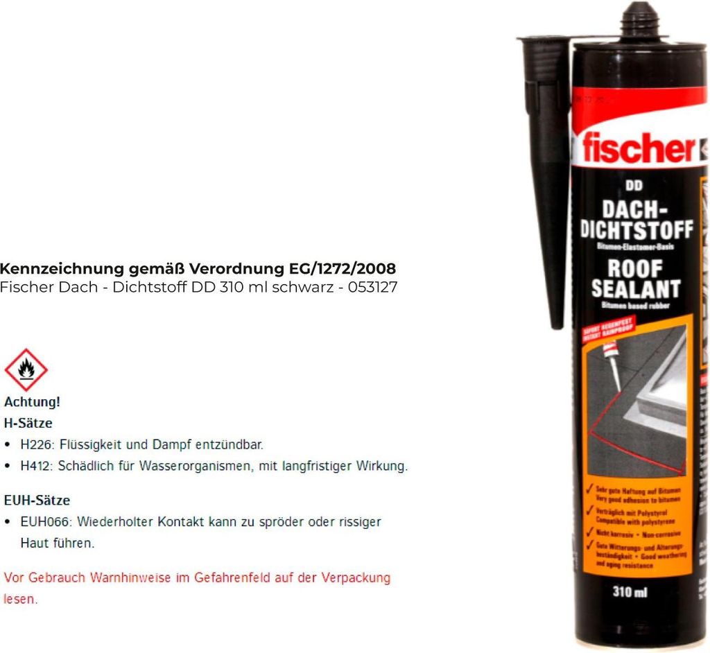 Fischer Dach - Dichtstoff DD 310 ml schwarz - 053127