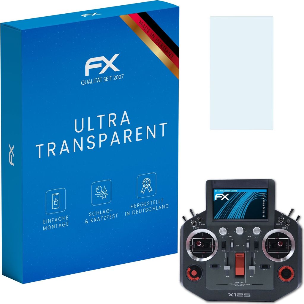 atFoliX FX-Clear 3x Schutzfolie kompatibel mit FrSky Horus X12S Displayschutzfolie