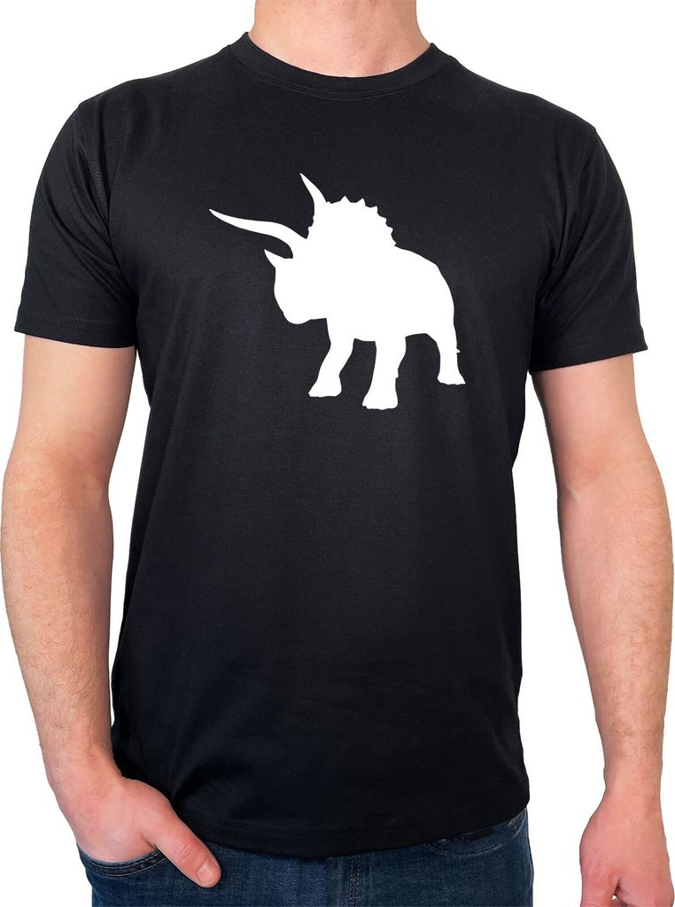 Huuraa Herren T-Shirt Triceratops Dinosaurier 3XL Black Bio Baumwolle Fairtrade Herrenshirt Geschenkidee