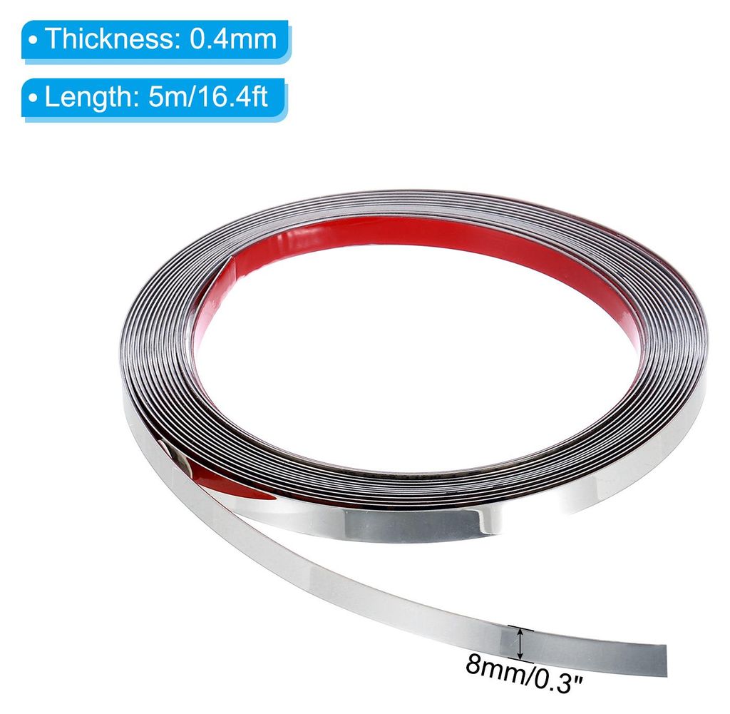 Zierleiste Edelstahl, 5m(L) x 8mm(B) Wandleiste Selbstklebend Metallband Dekorative fš¹r Kamin, Spiegelrahmen, M?bel und Heimdekoration,Spiegel S...