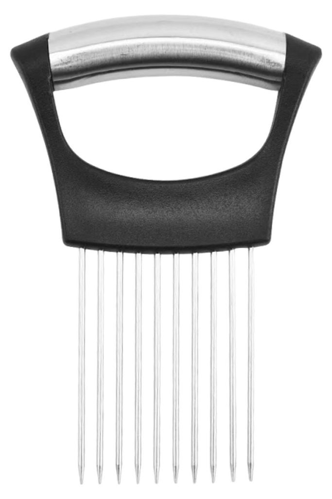 Zwiebelhalter und -schneider aus Edelstahl mit 10 Zinken, freihändiger Gemüseschneider für Zwiebeln, Tomaten, Zitronen, Fleisch, Küchenschneide...