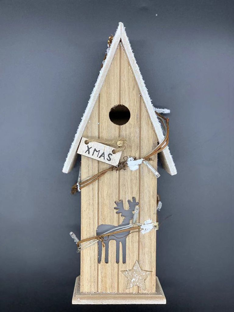 Natsen LED Holz Haus 8 Lichter Weihnachtsdeko Fensterdeko Tischdeko (Warmweiss)