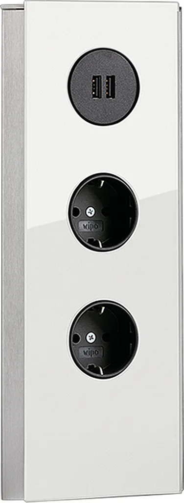 Bloc multiprise d'angle USB Mira Eck Glas verre blanc pour plan de travail - 3