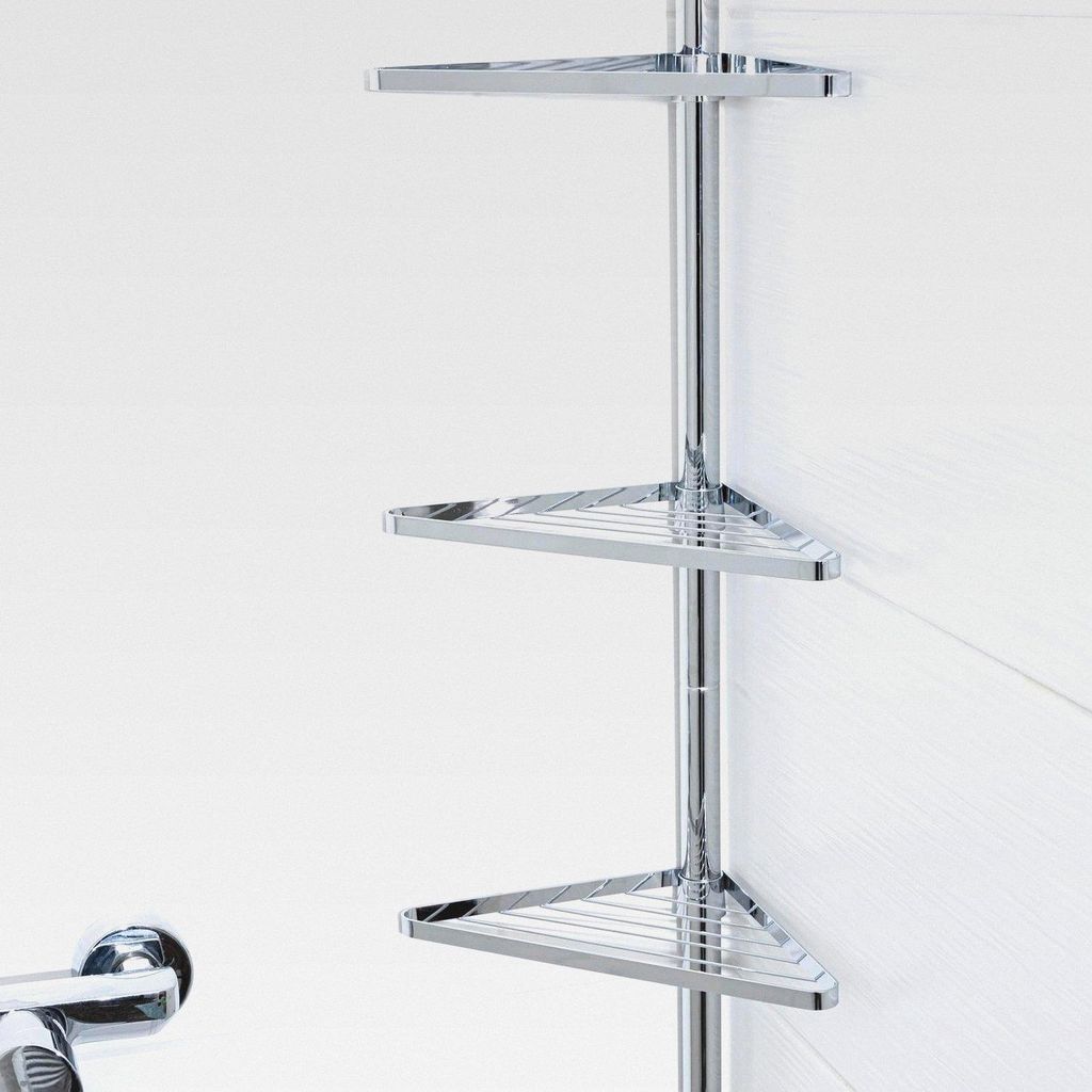 Teleskop Badregal Eckregal Teleskopregal verchromt Duschregal Duschablage Bad- und Dusch-Ablage Regal