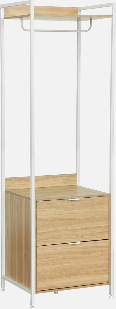 sweeek - Ankleidemodul mit 1 Kleiderschrank, 2 Schubladen und 1 Regal - Weiß