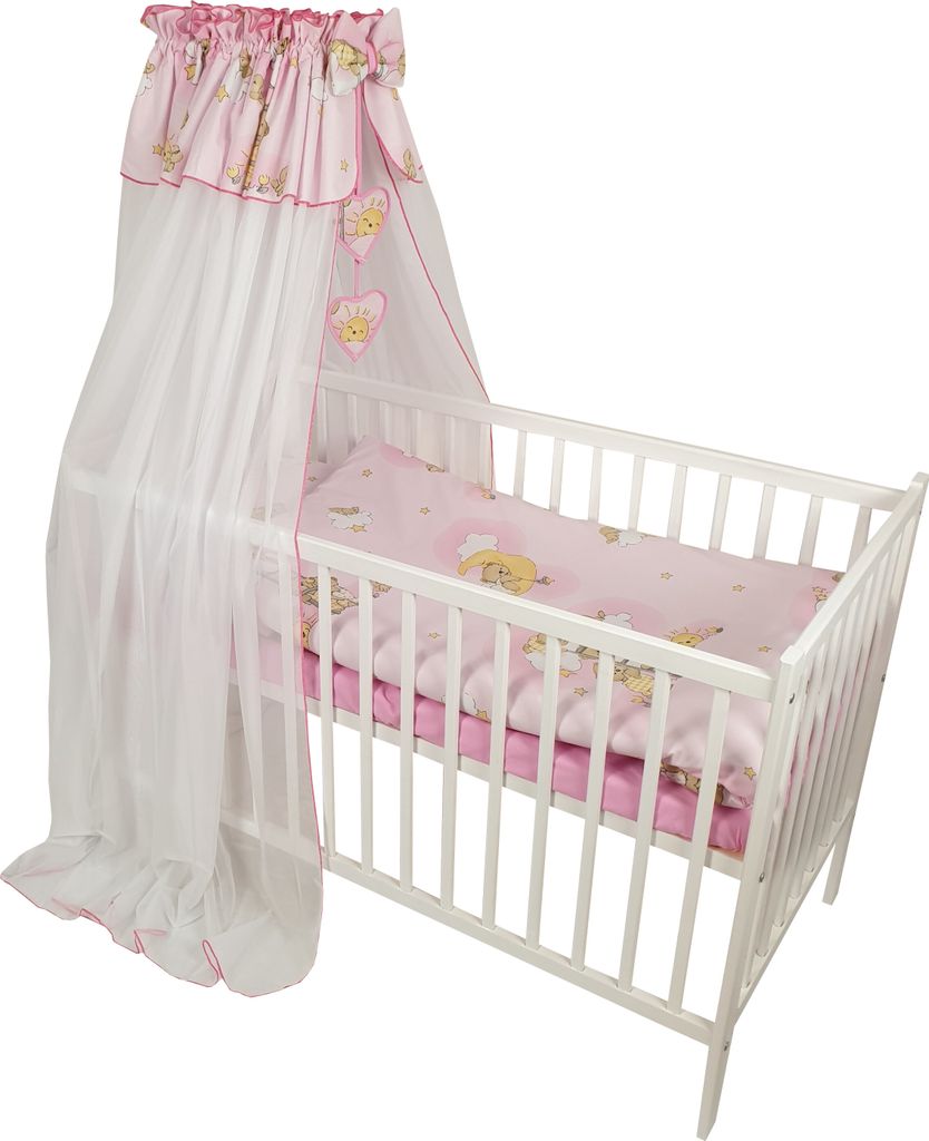HAPPY 11 Teiliges Babybett Kinderbett und Bettwäsche Produktbild 