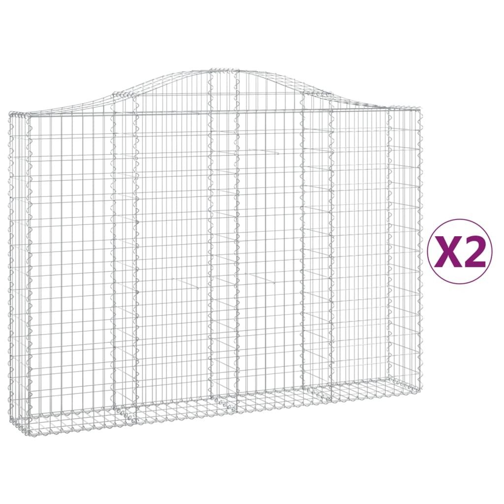 vidaXL Gabionen mit Hochbogen 2 Stk. 200x30x140/160cm Verzinktes Eisen