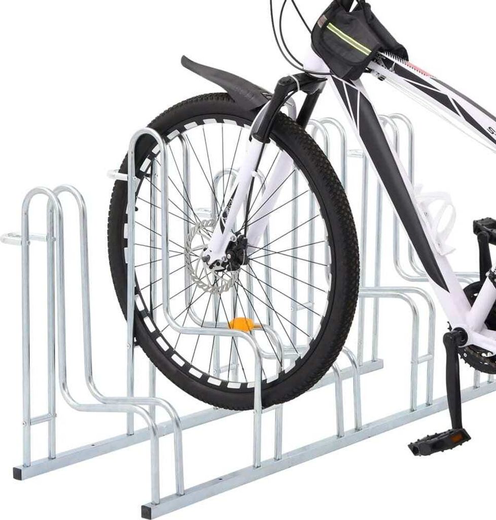 vidaXL Portabiciclette per 5 biciclette a piantana Acciaio Immagine del prodotto 