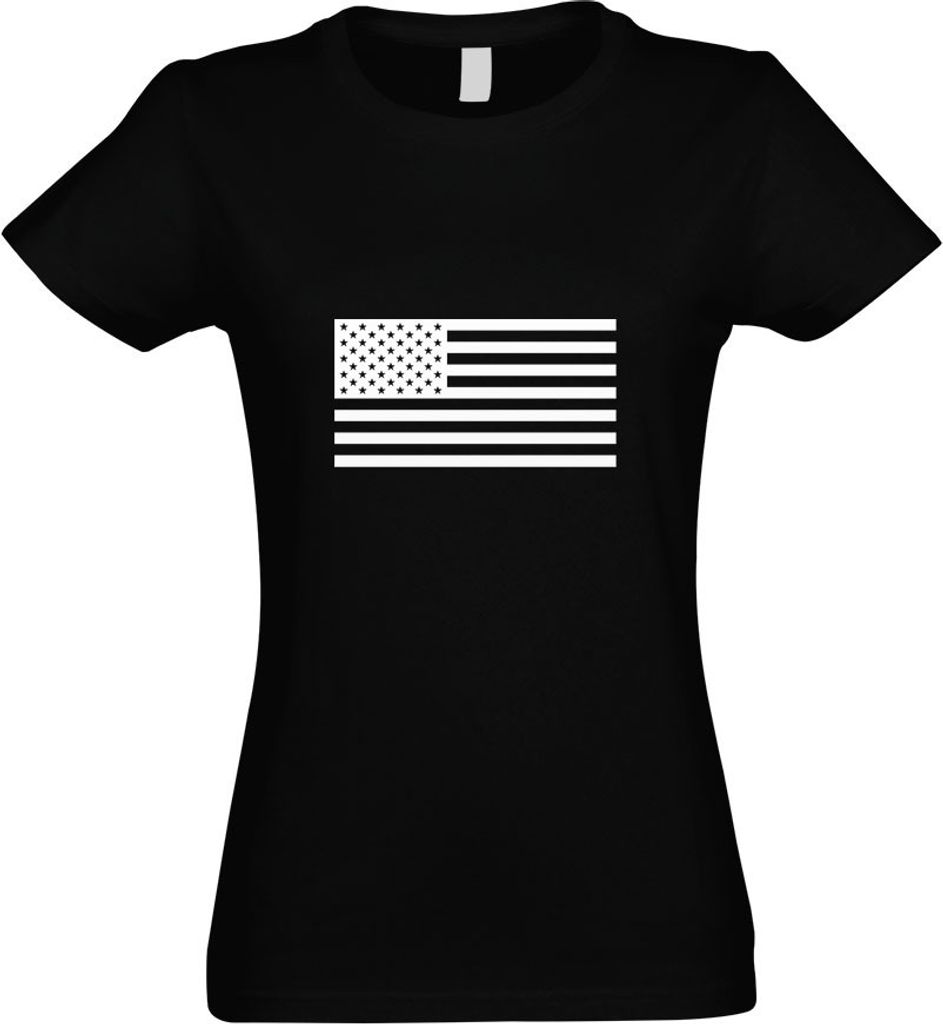 Kiwistar - T-Shirt tailliert - Damen - schwarz - USA Flagge Vereinigte Staaten - mit Motiv Bedruckt - Funshirt Design - Sport - Freizeit - Damen - M
