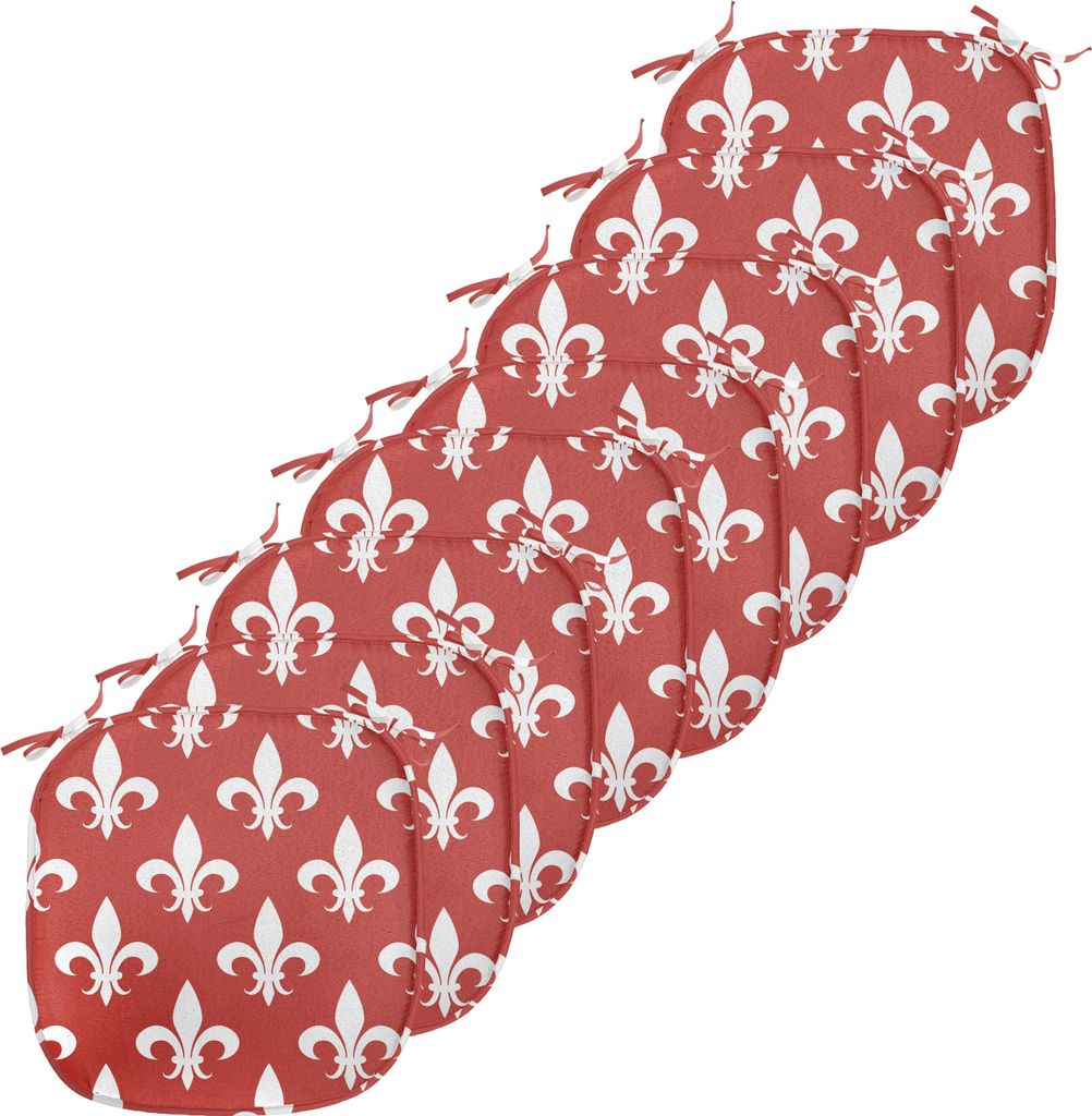 ABAKUHAUS Fleur De Lis Polster für Esszimmerstühle, Heraldik, Dekoratives wasserfestes Kissen mit Riemen für Küchensitze, 40 cm x 40 cm-8er Pac...