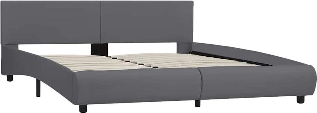 "Winterschlussverkauf "Bettgestell - CLORIS - Doppelbett - Robust und langlebig - mit LED Grau Kunstleder 180x200 cm - Einfache Montage - - DEMöbe...