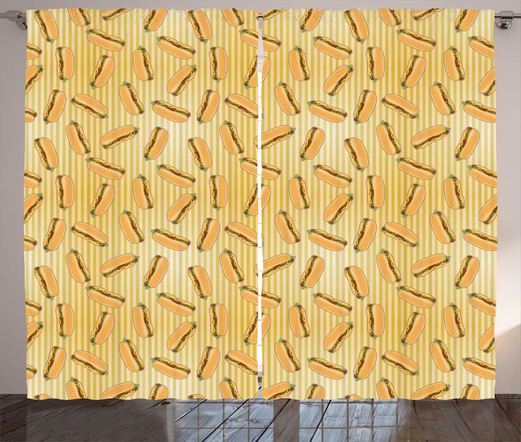 Rideau ABAKUHAUS Essen motif sandwich bœuf rétro, 280 x 225 cm multicolore