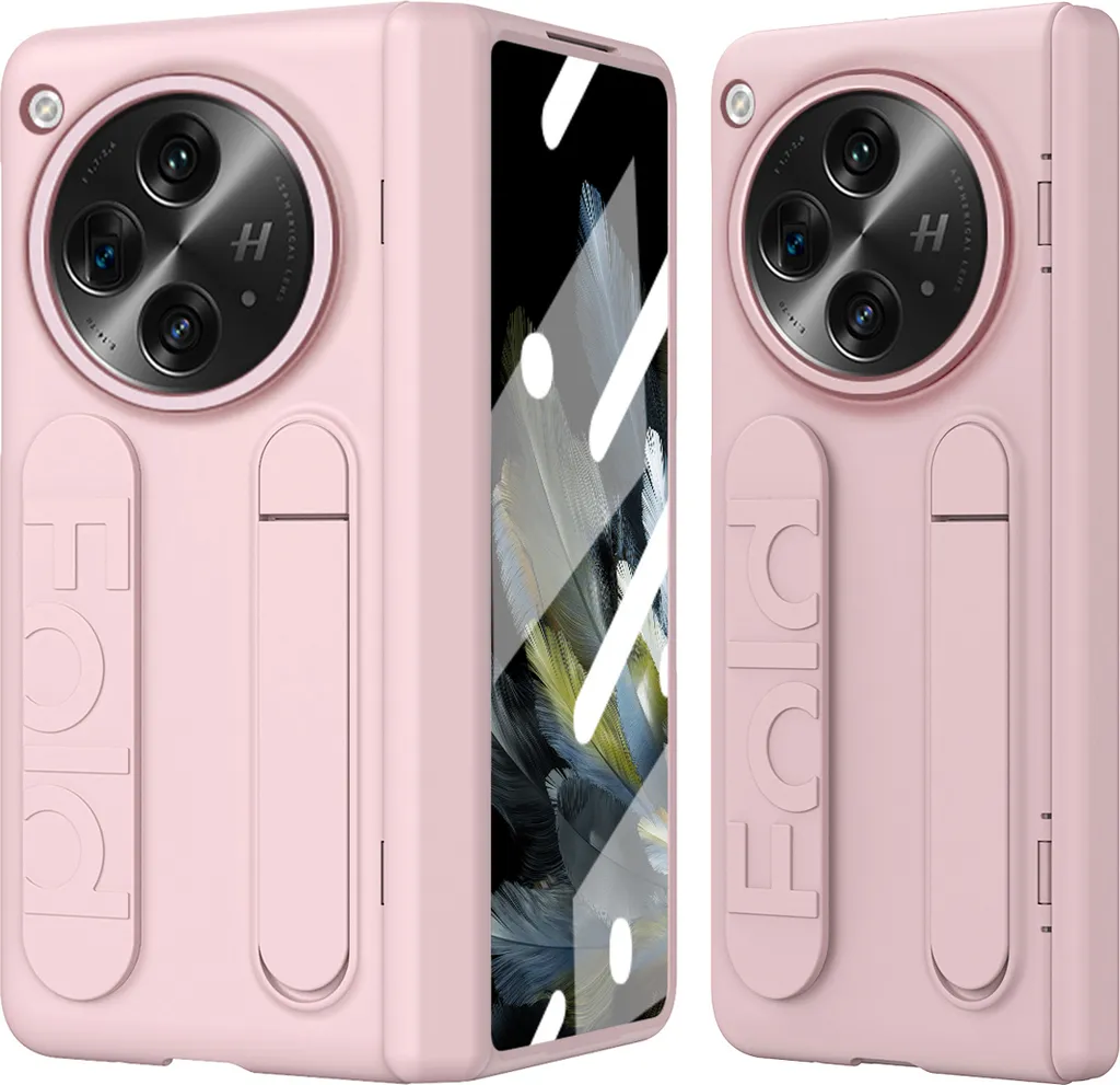 Cover OnePlus Open Rosa: Protezione Cerniera e Supporto Integrato