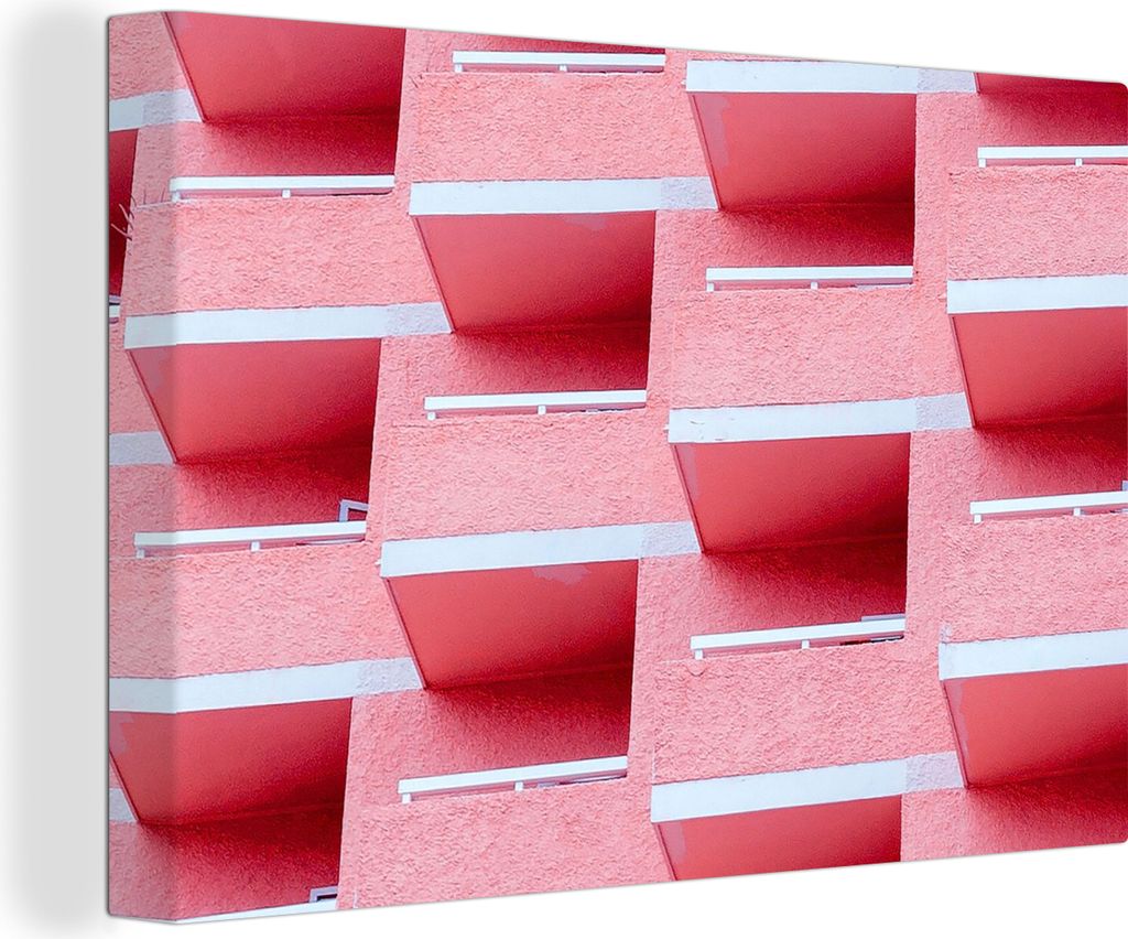 OneMillionCanvasses - Leinwandbilder - 140x90 cm, Rosa - Balkon - Sommer - Architektur, Wandbilder Kunstdruck Wanddekoration - Foto auf Leinwand ...