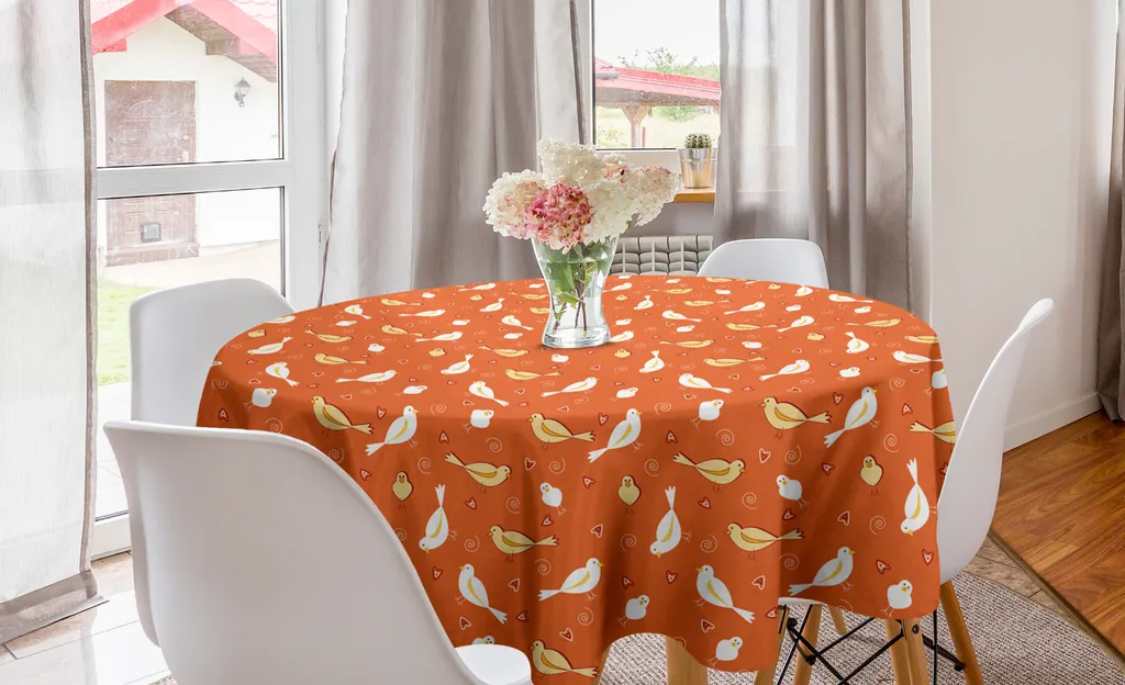 Tovaglia Circolare ABAKUHAUS 150cm Vintage Birds - Antimacchia