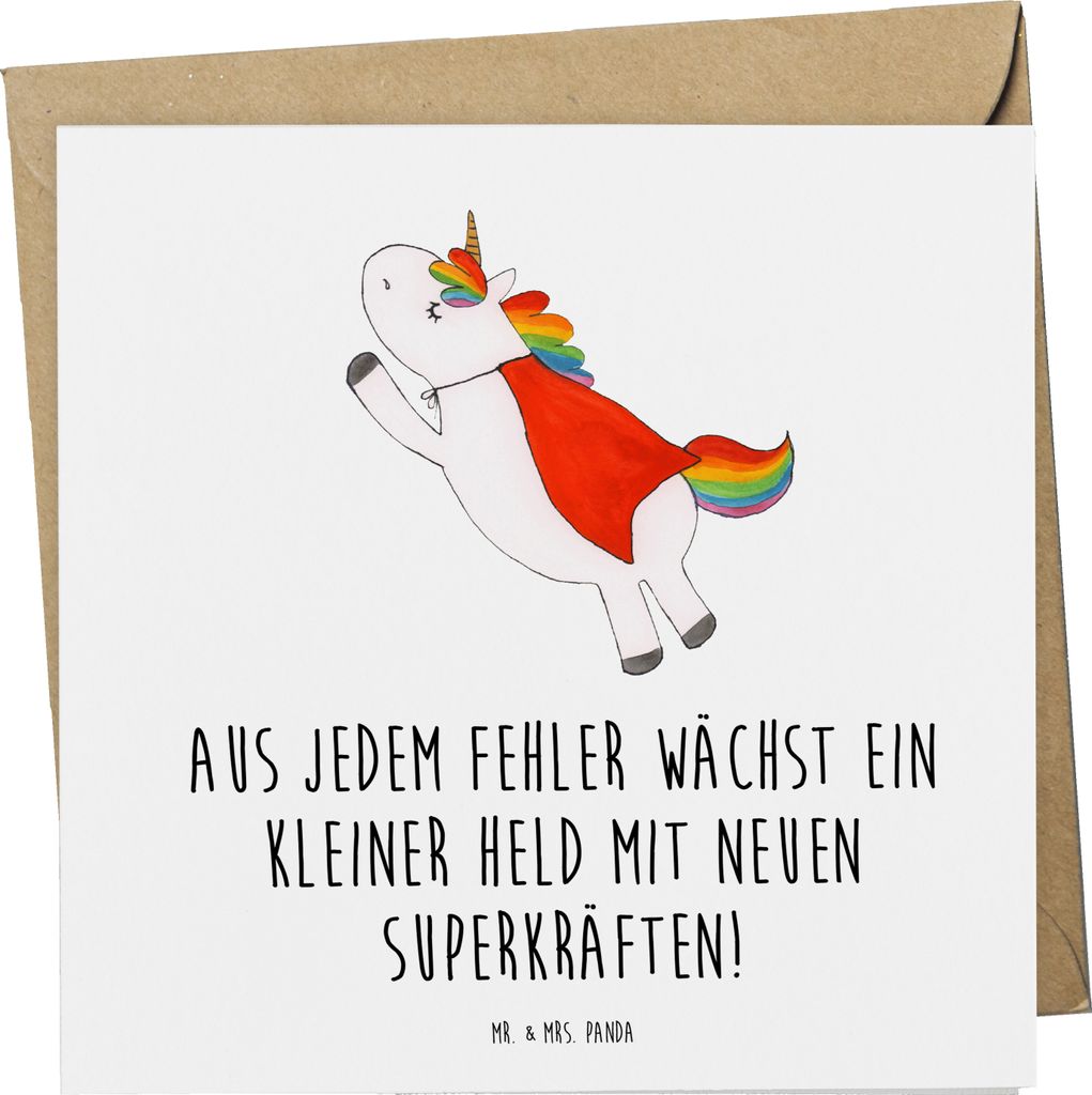 Mr. & Mrs. Panda Klappkarte Fehler machen lernen - Weiß - Geschenk, Herausforderung, positivity, Grußkarte, Zuversicht, Trost, Vertrauem, doppelk...