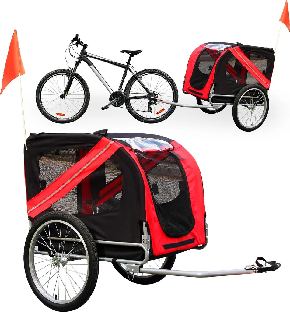 Remorque de vélo pour chien avec moustiquaire et bâche pluie 40 kg
