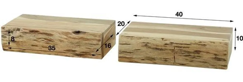 Moxy Set de 2 tables de nuit 40 cm en bois d'acacia massif - Lot Duo - 4