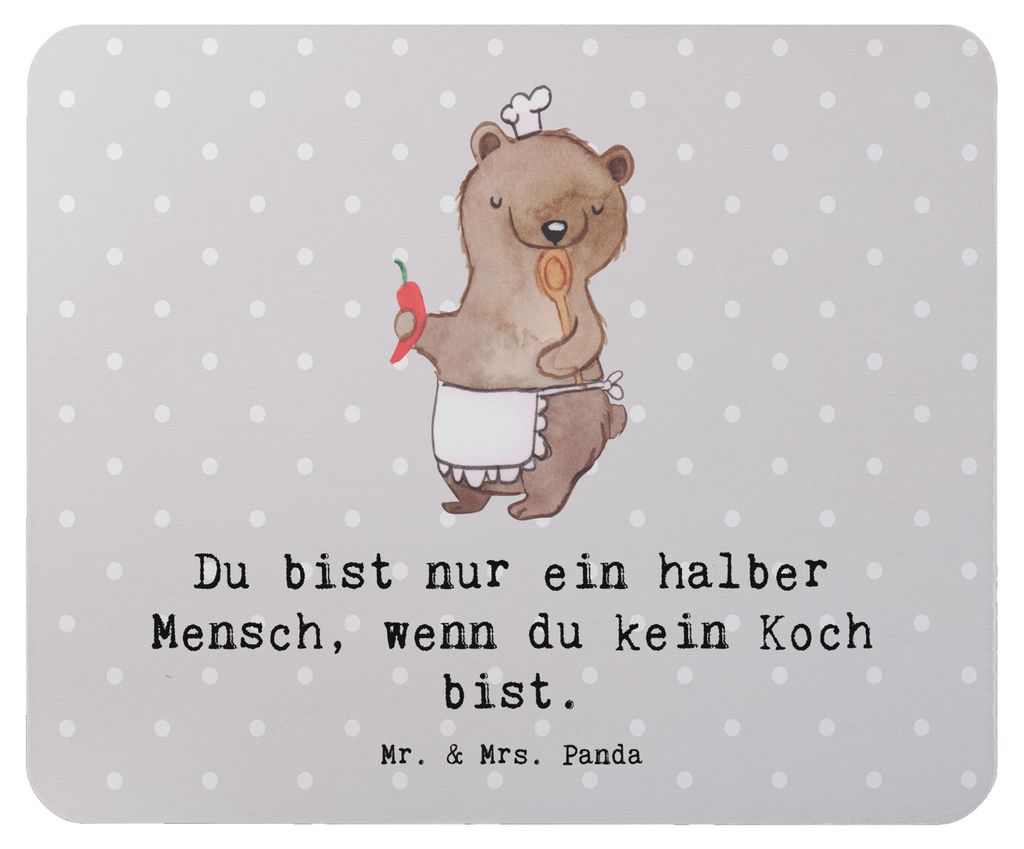 Mr. & Mrs. Panda Mouse Pad Koch Herz - Grau Pastell - Geschenk, Chefkoch, pc mauspad, Restaurant, Mousepad, computer, Küchenmeister, mousematte