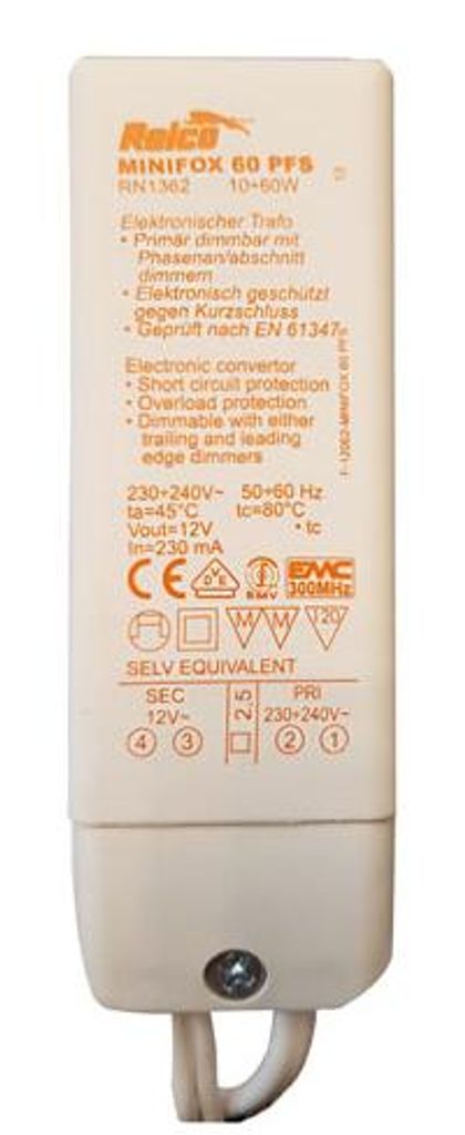 Relco Elektroniktrafo Minifox 60 PFS RN1362 – 12 V AC Produktbild 