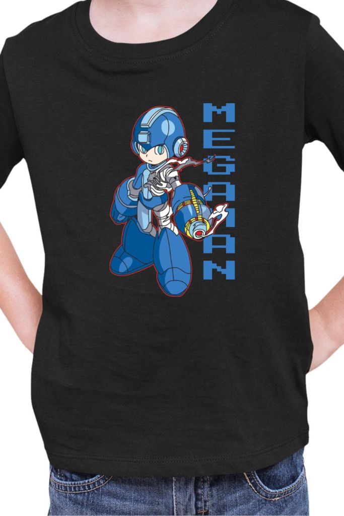 Kinder T-Shirt Manga Japan Anime Comics Animation Video Game Mega-Man, 3-4 Jahr - 104 / Schwarz