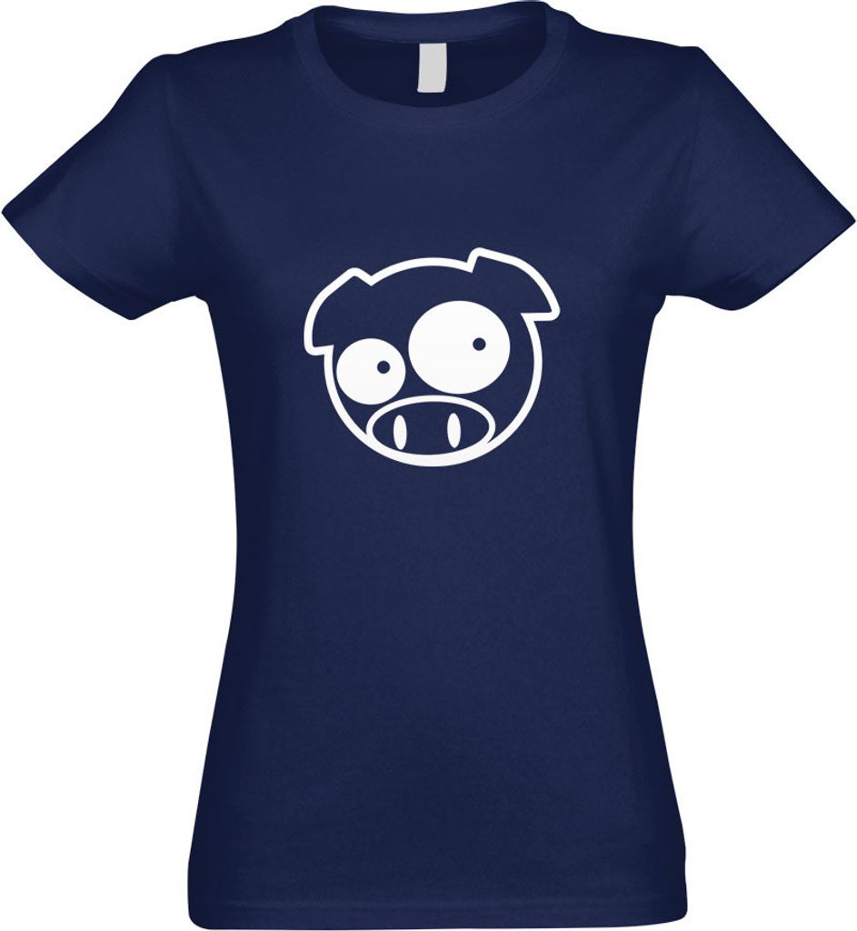 Kiwistar - T-Shirt tailliert - Damen - Navy - JDM Schwein - mit Motiv Bedruckt - Funshirt Design - Sport - Freizeit - Damen - XL