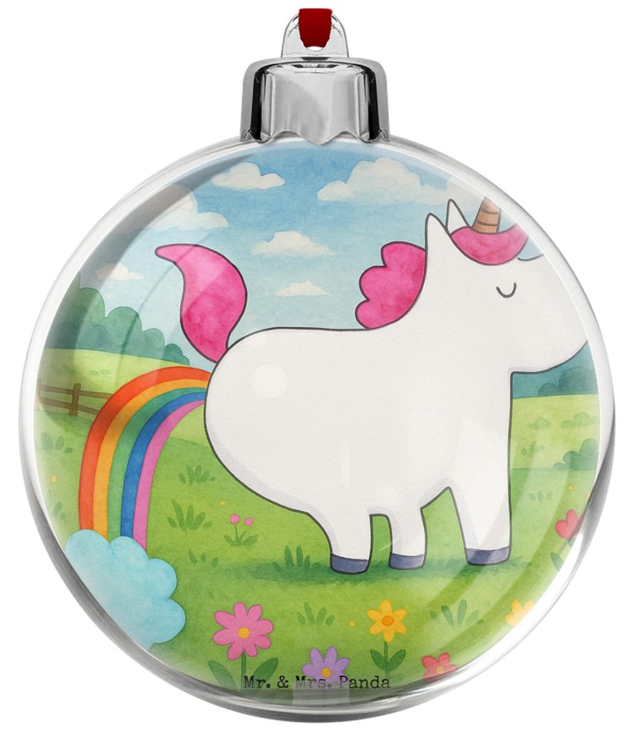 Mr. & Mrs. Panda Weihnachtskugel Einhorn Pupsen Design - Weiß - Geschenk, christbaumkugel, Unicorn, plastik, Pups, baumkugeln, Deko, christbaumkug...