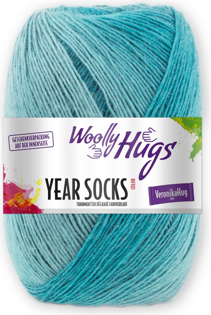 Woolly Hugs Year Socks 100g Sockenwolle/Dochtgarn mit Degradé-Farbverlauf, Perfekt für Double-Face Stricken, Strickgarn für Socken, Schals & Acc...