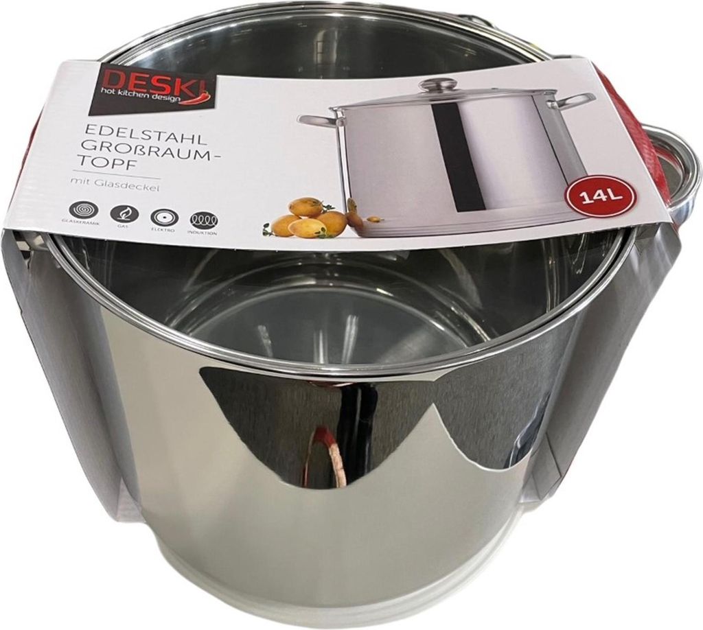 Suppentopf mit Glasdeckel 14l Induktion Produktbild 