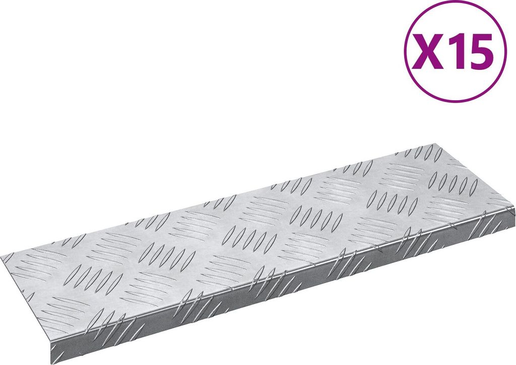 Möbel Aluminium Treppenstufen - 15er Pack, Rutschfest, 60x18 cm - Stufenmatten 4104234