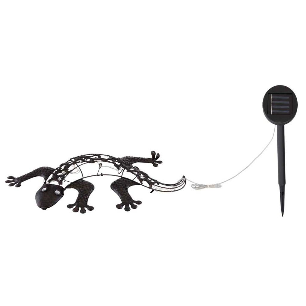 LED Solarleuchte, Gecko zur Wandmontage, bronzefarben, 50 cm