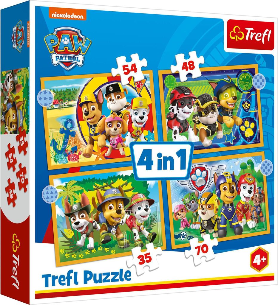 TREFL 4 in 1 Puzzle – Paw Patrol 35, 48, 54, 70 Teile