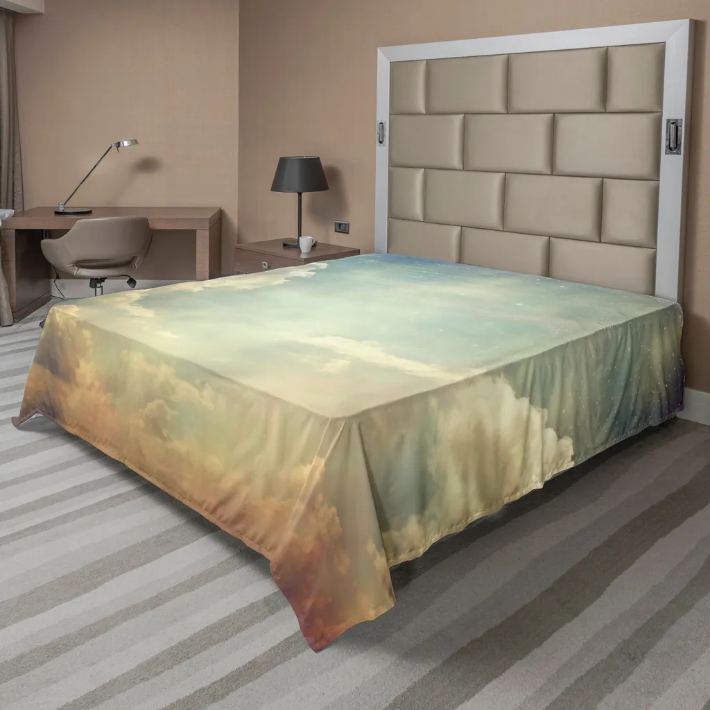 Lenzuolo Sopra ABAKUHAUS Cielo Magico Vintage 266x260cm Blu Bianco