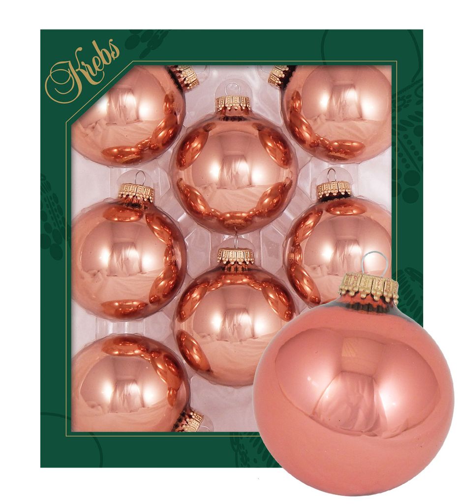 Krebs Glas Lauscha Uni Kugeln - Spezialkupfer Kugeln zum Anhängen - 8 Stück - 7cm - 30002